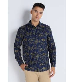 Victorio & Lucchino, V&L für Herren. 4605554 Paisley Print Hemd navy (L), Lässig, Baumwolle, Langarm, Marine von Victorio & Lucchino, V&L