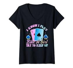 Damen Schönes Pokerspruch-Kunstwerk – Chips Stapel Flower Lady T-Shirt mit V-Ausschnitt von Vienna Alex Poker Clothing, Items And Outfits