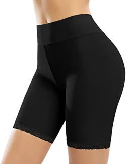Vijamiy Radlerhose Damen Kurz Anti Chafing Nahtlose Unterhose High Waist Panties Shorts aus Spitze für Unter Röcken und Kleidern(Schwarz,XL) von Vijamiy