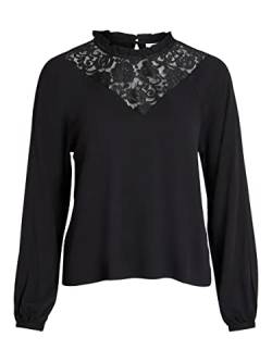 Vila Damen Visuvita L/S Lace Top/Su - Noos Bluse, Schwarz, 36 EU von Vila