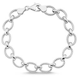 Vinani Damen Armband 925 Silber - x Muster mit Verzierungen beweglich ovale Glieder Ösen glänzend 20 cm - aus Italien - 2AB3 von Vinani