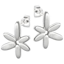 Vinani Ohrstecker Blume mattiert schlicht Sterling Silber 925 Blüte Ohrringe OCA von Vinani