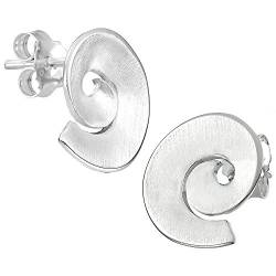 Vinani Ohrstecker Spirale Schnecke gewölbt mattiert Sterling Silber 925 Ohrringe 2OSM von Vinani