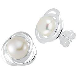 Vinani Ohrstecker mit Süßwasserzuchtperle elegant glänzend Sterling Silber 925 Natur Perle Ohrringe 2OSA von Vinani