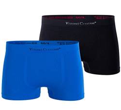 Vincent Creation 2er Pack Hochwertige Herren Seamless Boxershorts-Pant (M/L, schwarz/blau) von Vincent Creation