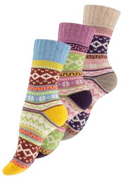 Vincent Creation 3 Paar Norwegersocken, Bunte Hygge Socken, Damen & Herren Wollsocken, Gr. 39-42, Bunt Set-1 von Vincent Creation