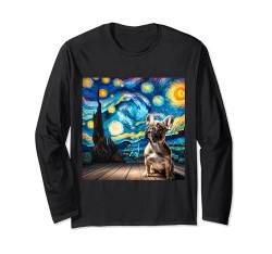 Französische Bulldogge Sternennachthemd Vincent Van Gogh Frenchie Langarmshirt von Vincent Van Gogh Gifts and Famous Art Shirts