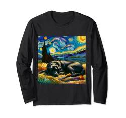 Schwarzes Labrador Sternennachthemd Vincent Van Gogh Labor Mom Langarmshirt von Vincent Van Gogh Gifts and Famous Art Shirts