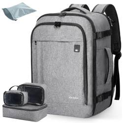 Vinstatin Handgepäck Rucksack Flugzeug 45x20x35,17 Zoll Laptop 40L Groß Reiserucksack Damen Kofferrucksack,Travel Wasserdichter mit 4 Teilige Kleidertaschen für Urlaub Business Wandern Weekend von Vinstatin