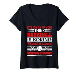 Damen Baseball-Zitat Baseballspieler Lustiger Baseball T-Shirt mit V-Ausschnitt von Vintage Baseball T-Shirts & Gifts