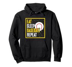 Eat Sleep Baseball Wiederholter Baseballspieler Lustiger Baseball Pullover Hoodie von Vintage Baseball T-Shirts & Gifts