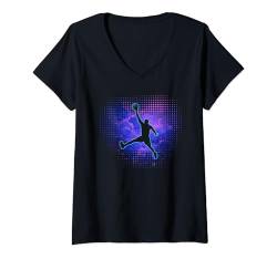 Damen Basketball bunt Splash Sport Liebhaber Geschenk T-Shirt mit V-Ausschnitt von Vintage Basketball Apparel