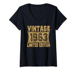 Damen Vintage 1963 Limited Edition Classic 1963 Men Women Birthday T-Shirt mit V-Ausschnitt von Vintage Birthday Classic Year Retro Idea Apparel