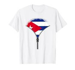 Kuba-Reißverschluss – Kubanische Flagge T-Shirt von Vintage Cuba Retro Style Store