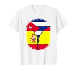 Kuba Spanien Reißverschluss – Kubanische spanische Flagge T-Shirt von Vintage Cuba Retro Style Store