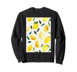 Vintage Obst Muster Kunst Zitrone Aquarell Sweatshirt von Vintage Cute Pattern Graphic (Lemon)