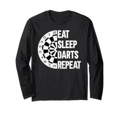 Funny Darts Player Eat Sleep Darts Sleep Dart Wurfbrett Langarmshirt von Vintage Darts Lover