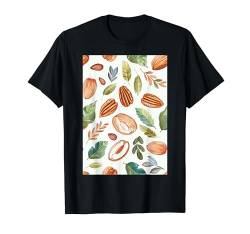 Minimalistische Musterkunst Pekannüsse T-Shirt von Vintage Foods Pattern Arts (Pecan)