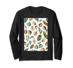 Minimalistische Musterkunst Walnussnüsse Langarmshirt von Vintage Foods Pattern Arts (Walnut)