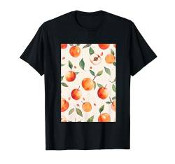 Minimalistische Musterkunst Aprikose T-Shirt von Vintage Fruit Pattern Arts (Apricot)