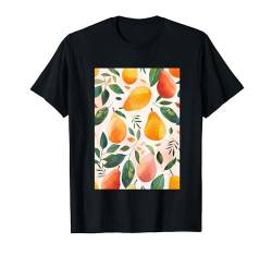 Minimalistische Mango-Musterkunst T-Shirt von Vintage Fruit Pattern Arts (Mango)