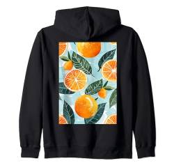 Minimalistische Musterkunst Orange Fruit Kapuzenjacke von Vintage Fruit Pattern Arts (Orange)