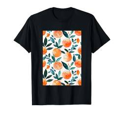 Minimalistische Musterkunst Orange T-Shirt von Vintage Fruit Pattern Arts (Orange)
