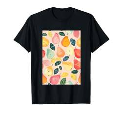 Minimalistische Musterkunst Birnenfrucht T-Shirt von Vintage Fruit Pattern Arts (Pear)