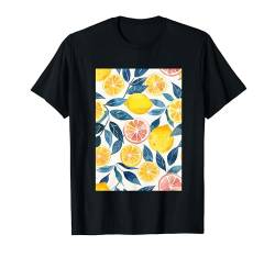Vintage Zitronenfrucht Muster Kunst T-Shirt von Vintage Fruit Pattern Graphic (Lemon)