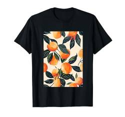 Minimalistische Musterkunst Pfirsichfrucht T-Shirt von Vintage Fruit Pattern Graphic (Peach)