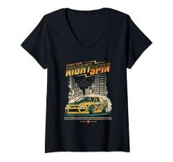 Damen Cool Vintage Japanisches JDM Tokyo Japan Drift Race Samurai Auto T-Shirt mit V-Ausschnitt von Vintage Japanese JDM Drift Race Car Graphic