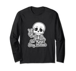 Kinder Retro Skelett Be Kind Stay Humble Langarmshirt von Vintage Kawaii Skull Boys Girls Men Women Tees