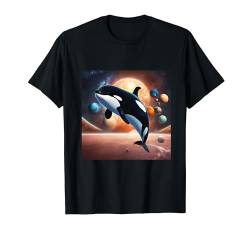 Orcas Whale Ocean Animals Funny Outer Space Planets Lover T-Shirt von Vintage Ocean animal Lovers by GnineZa