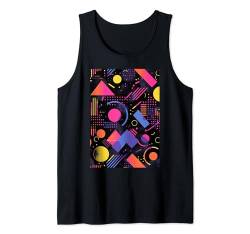 Retro 80er Jahre Stil Synthwave Muster Kunst Tank Top von Vintage Pattern Minimalist Art Shapes