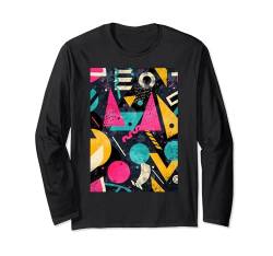 80er Jahre Stil Muster Kunst Retrowave Retro Langarmshirt von Vintage Patterns Minimalist Shapes