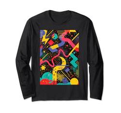 80er Jahre Thema Muster Kunst Retrowave Retro Langarmshirt von Vintage Patterns Minimalist Shapes