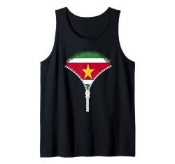 Suriname-Reißverschluss – Suriname-Flagge Tank Top von Vintage Suriname Retro Style Store