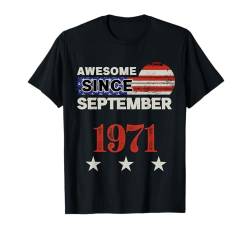 Fantastisch seit 1971, Vintage-Klassiker mit US-Flagge, September 1971 T-Shirt von Vintage USA Flag Classic American Flag Birthday