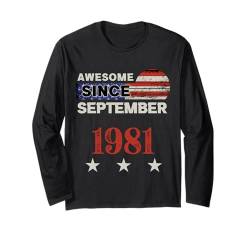 Fantastisch seit 1981 Vintage-Klassiker mit US-Flagge, September 1981 Langarmshirt von Vintage USA Flag Classic American Flag Birthday