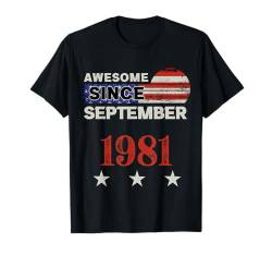 Fantastisch seit 1981 Vintage-Klassiker mit US-Flagge, September 1981 T-Shirt von Vintage USA Flag Classic American Flag Birthday