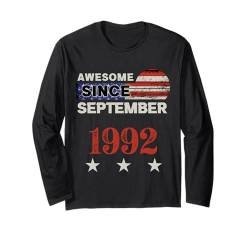 Fantastisch seit 1992, Vintage-Klassiker mit US-Flagge, September 1992 Langarmshirt von Vintage USA Flag Classic American Flag Birthday