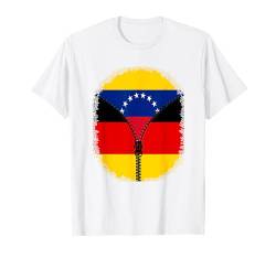 Venezuela Deutschland Reißverschluss - Venezolanische deutsche Flagge T-Shirt von Vintage Venezuela Retro Style Store