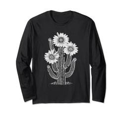 Sonnenblume Kaktus Botanisch Western Boho Floral Langarmshirt von Vintage flowers Cactus art Desert plants