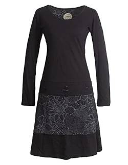 Vishes - Alternative Bekleidung - Damen Lagenlook Langarm Damen Kleid Strickkleid mit Blumen-Spitze Bedruckt schwarz 42-44 von Vishes