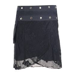 Vishes - Alternative Bekleidung - Damen Rock Mini Lagen Wickelrock Spitzenrock Spitze Baumwollrock schwarz 36-44 von Vishes