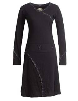 Vishes - Alternative Bekleidung - Langarm Damen Freizeit Jerseykleid Strickkleid Sweatshirtkleid Baumwolle schwarz 50 von Vishes