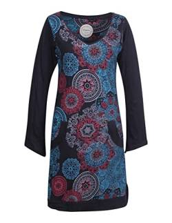 Vishes - Alternative Bekleidung - Langarm Damen Lagen-Look Jersey-Kleid Mandalas V-Ausschnitt schwarz 40-42 von Vishes