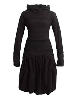 Vishes - Alternative Bekleidung - Langes Langarm Damen Winter-Kleid Ballonkleid Kapuzen-Kleid Eco-Fleece schwarz 44 von Vishes