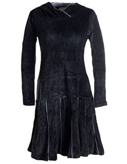 Vishes - Alternative Bekleidung - Samt Minikleid mit Kapuze Cape Kleid schwarz 38-40 von Vishes