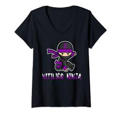Damen Vitiligo Ninja Awareness Funny Purple Support Friend Family T-Shirt mit V-Ausschnitt von Vitiligo Awareness Products (Lwaka)